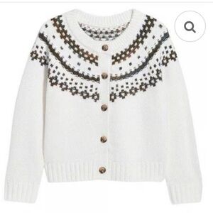 Old Navy Women's Cream Fair Isle Cardigan